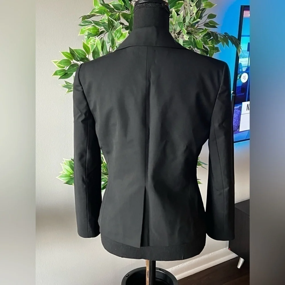 Theory Black Wool Cufflink Button 3/4 Sleeve Professional Suit Blazer Jacket - 8